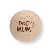 Beech Wood Beads - 19mm Round Dog Mum *discontinued*
