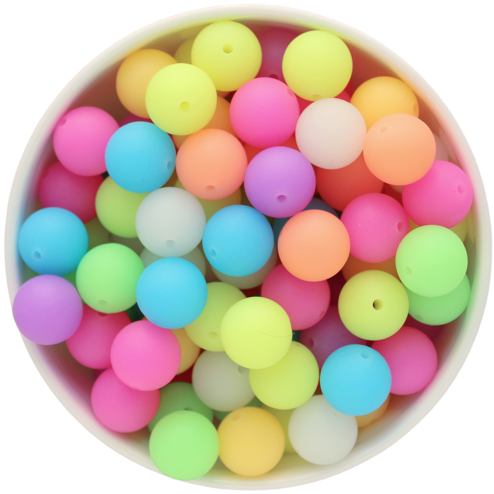 Luminous Silicone Beads, Glow in The Dark 15mm Round Printed Beads