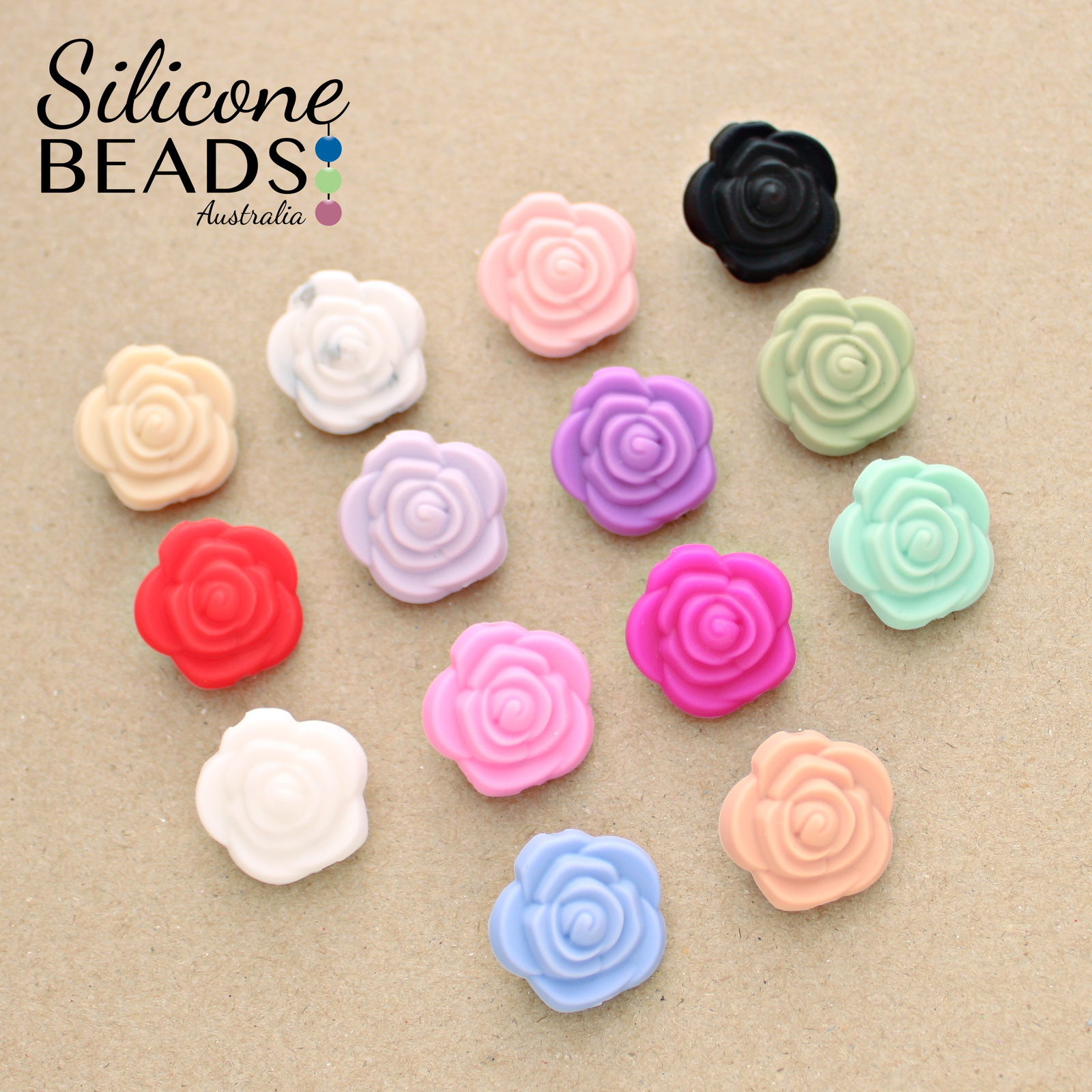 15mm Floral Garden Print Silicone Bead, Printed Silicone Beads