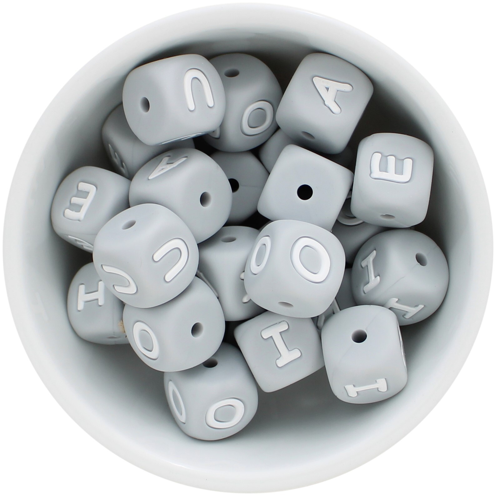 Round Disc Silicone Bead - Printed Letter