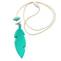 Nibbly Bits Feather Pendant - Teal Drop