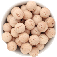 Beech Wood Beads - 19mm Round Mum