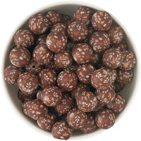 15mm Round Silicone Bead - Autumn Leaves Print **NEW**