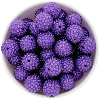 Bubblegum Bead 20mm Rhinestone Solid - Dark Purple