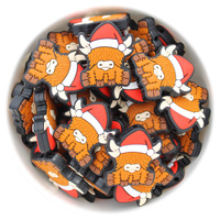 Christmas Highland Cow Silicone Bead