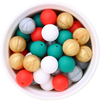 Christmas 15mm Silicone Bead 50pk