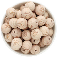 Beech Wood Beads - 19mm Round Ladybug