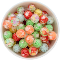 16mm Bubblegum Bead - Clear Heart Filled