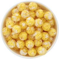 16mm Bubblegum Bead - Clear Heart Yellow