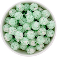 16mm Bubblegum Bead - Clear Heart Filled Mint