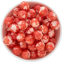 16mm Bubblegum Bead - Clear Heart Filled Red