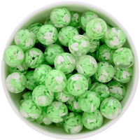 16mm Bubblegum Bead - Clear Heart Filled Lime