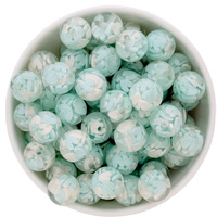 16mm Bubblegum Bead - Clear Heart Filled Aqua