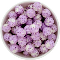 16mm Bubblegum Bead - Clear Heart Filled Lavender