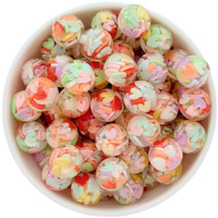 16mm Bubblegum Bead - Clear Heart Filled Multi Colour