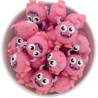 3D Monster Silicone Bead - Neon Pink