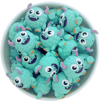 3D Monster Silicone Bead - Turquoise Blue