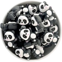 3D Panda Silicone Bead - Grey