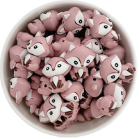 3D Fox Silicone Bead - Dusky Pink