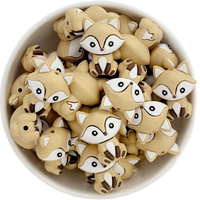 3D Fox Silicone Bead - Wheat