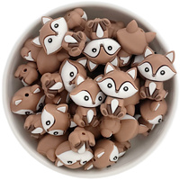 3D Fox Silicone Bead - Camel