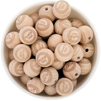 Beech Wood Beads - 19mm Round Mum's Taxi