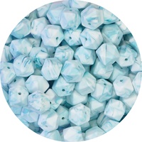 14mm Hexagon - Teal Marble
