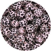 19mm Round Dalmatian Print - Baby Pink