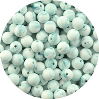12mm Round - Teal Marble