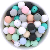 15mm Round Leatherette Silicone Bead