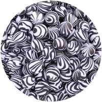 15mm Round Silicone Bead - Zebra Print