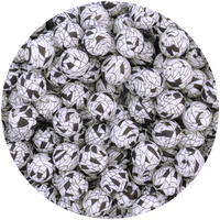 15mm Round Silicone Bead - Crackle Print