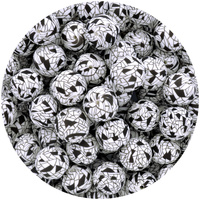 19mm Round Silicone Bead - Crackle Print