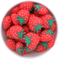 Strawberry Silicone Bead - Red