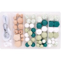 Printed Silicone & Wood Bead Jewellery Kit - Forest Snow