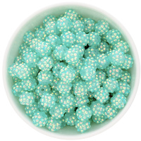 Bubblegum Bead 12mm - Rhinestone AB Solid - Aqua