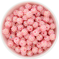 Bubblegum Bead 12mm - Rhinestone AB Solid - Baby Pink