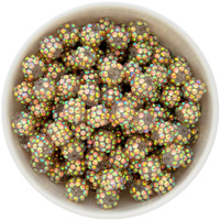 Bubblegum Bead 12mm - Rhinestone AB Solid - Iridescent Gold