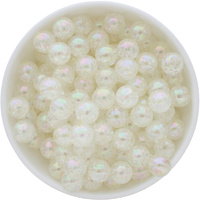 Bubblegum Bead 12mm - Glassy Glittery - White