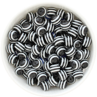 Bubblegum Bead 12mm - Stripe - Black