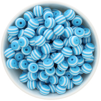 Bubblegum Bead 12mm - Stripe - Blue