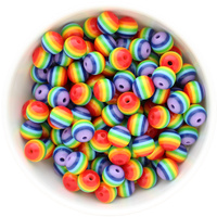 Bubblegum Bead 12mm - Stripe - Bright Rainbow