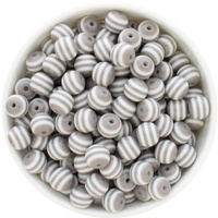 Bubblegum Bead 12mm - Stripe - Grey