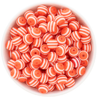 Bubblegum Bead 12mm - Stripe - Orange
