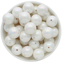 Bubblegum Bead 20mm - AB Shiny - White