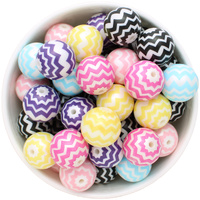 Bubblegum Bead 20mm - Chevron Print