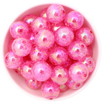 Bubblegum Bead 20mm - AB Crackle - Hot Pink