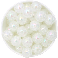 Bubblegum Bead 20mm - AB Crackle - White