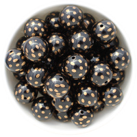 Bubblegum Bead 20mm - Gold Dotty - Black