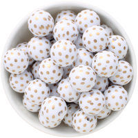 Bubblegum Bead 20mm - Gold Dotty - White